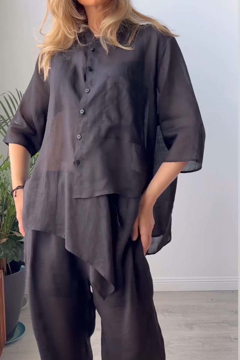 Women's casual irregular design top and pants two-piece set