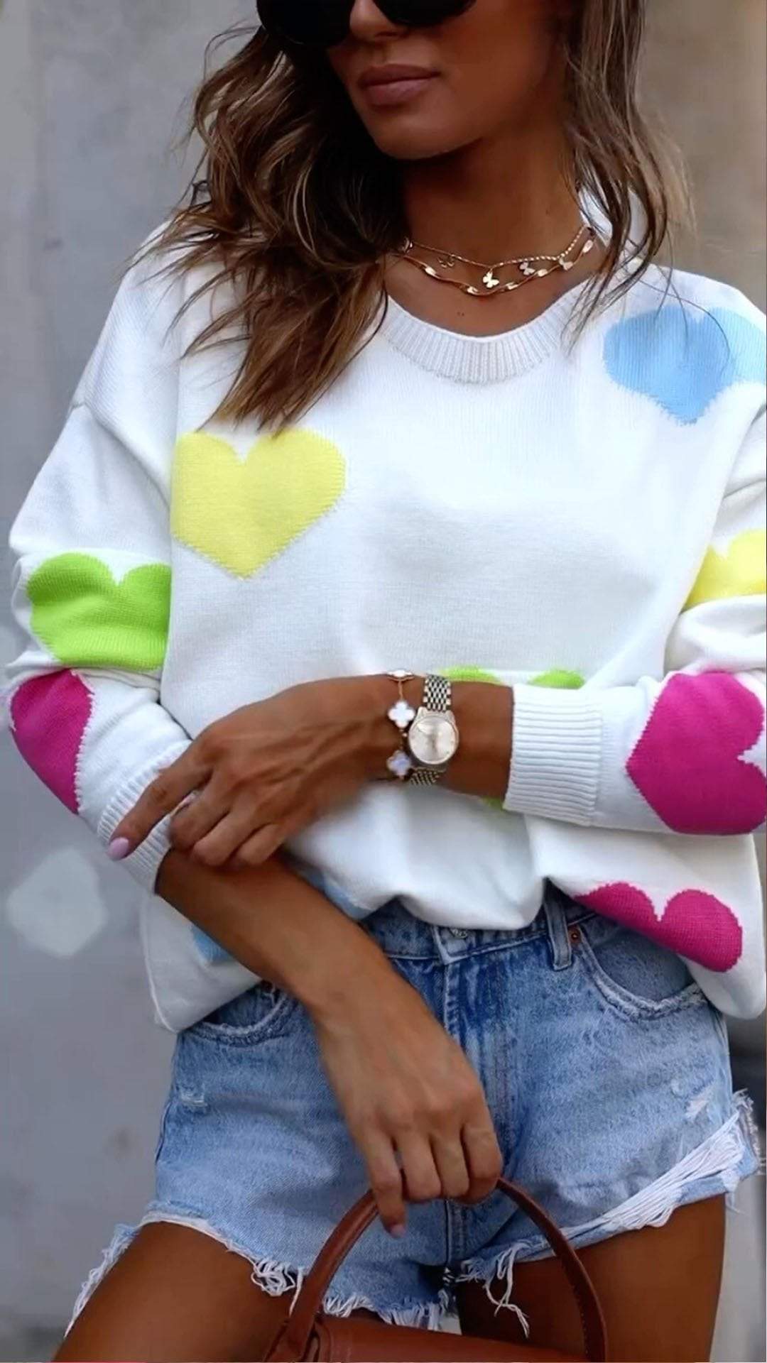 Women's Round Neck Love Sweater
