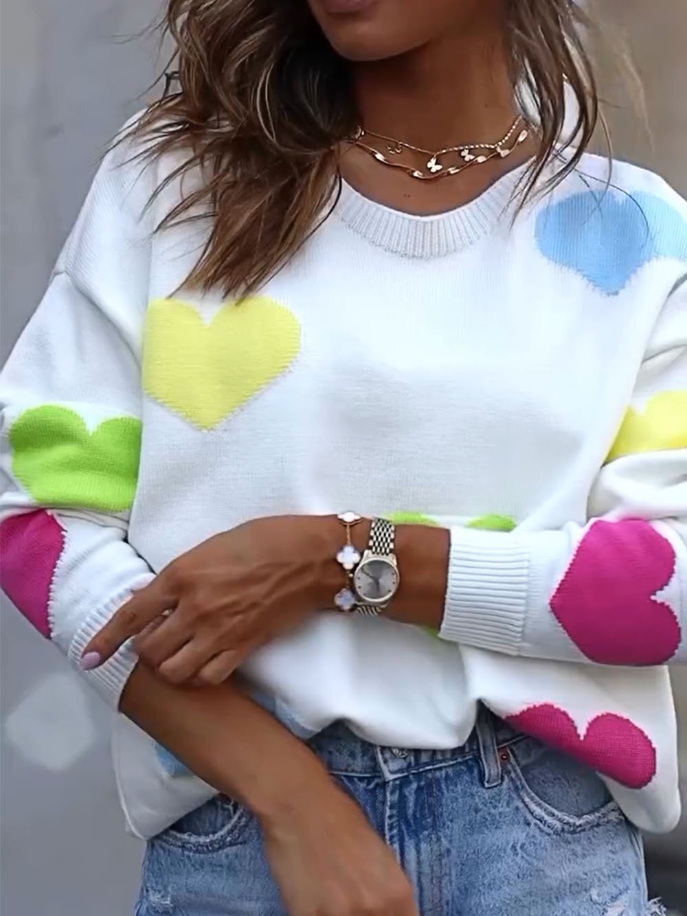 Women's Round Neck Love Sweater