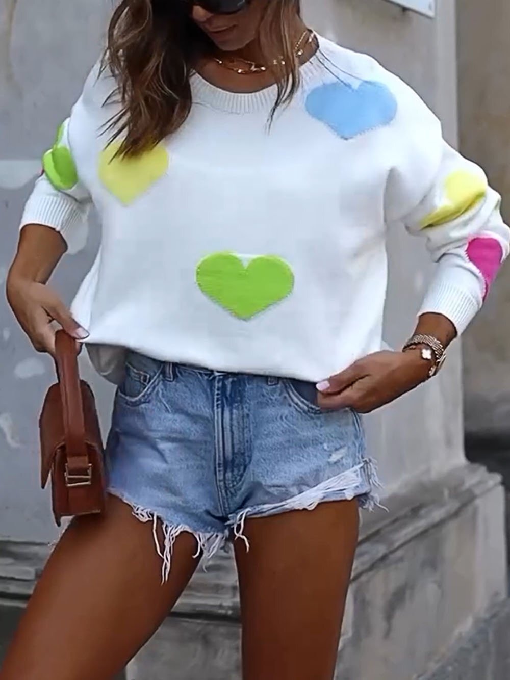 Women's Round Neck Love Sweater
