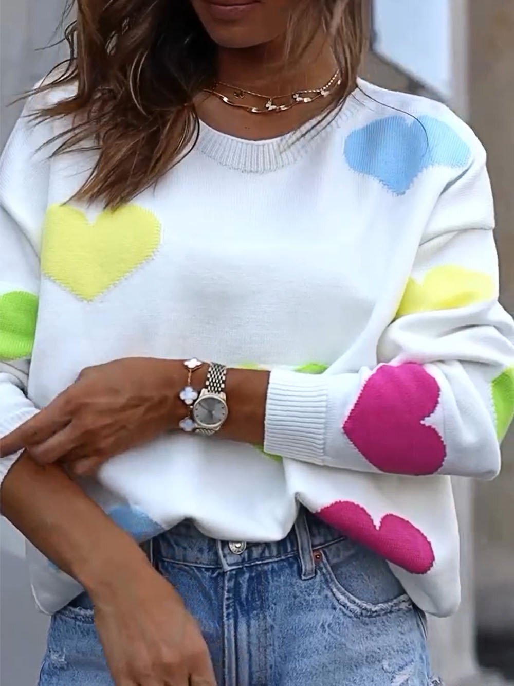 Women's Round Neck Love Sweater